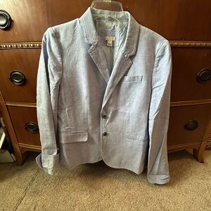 J. Crew Women's Blue Linen Blazer - Size 14